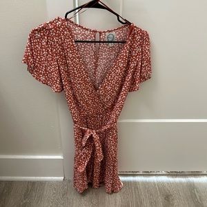 Blue rain floral mini dress